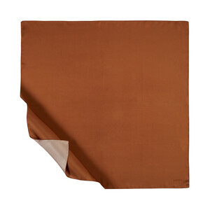 Chocolate Plain Silk Twill Scarf - Thumbnail