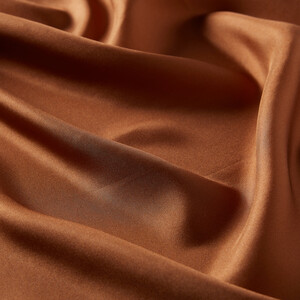 Chocolate Plain Silk Twill Scarf - Thumbnail
