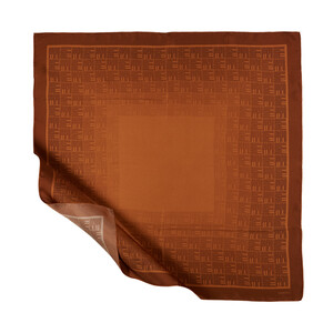 Chocolate Qufi Pattern Silk Twill Scarf - Thumbnail