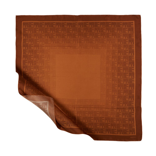 Chocolate Qufi Pattern Silk Twill Scarf