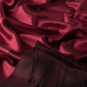 Classic Burgundy Reversible Silk Scarf - Thumbnail