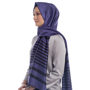 Classic Violet Meridian Striped Silk Scarf - Thumbnail