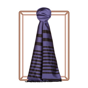 Classic Violet Meridian Striped Silk Scarf - Thumbnail