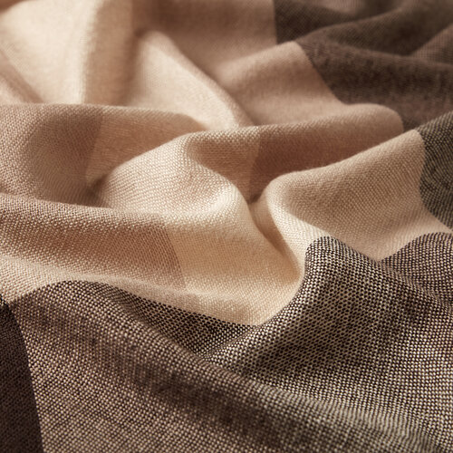 Coffee Block Pattern Wool Scarf Shawl