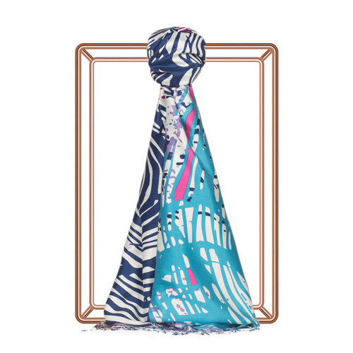 Colorful Zebra Print Silk Scarf Model 03