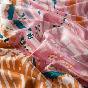 Colorful Zebra Print Silk Scarf Model 04 - Thumbnail