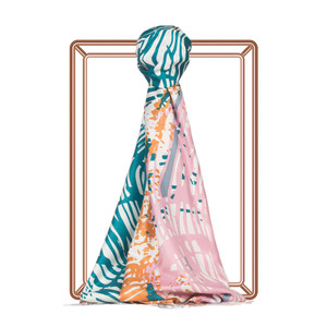 Colorful Zebra Print Silk Scarf Model 04 - Thumbnail