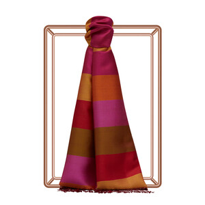 ipekevi - Copper Block Striped Reversible Silk Scarf (1)