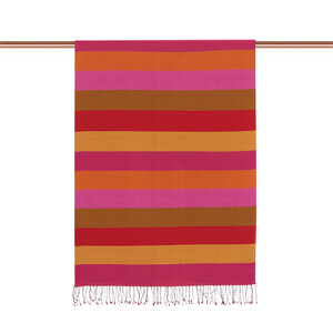 Copper Block Striped Reversible Silk Scarf - Thumbnail