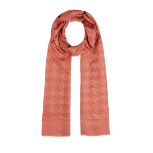 Copper Houndstooth Cotton Silk Scarf - Thumbnail