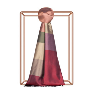 Copper Kushak Striped Silk Scarf - Thumbnail