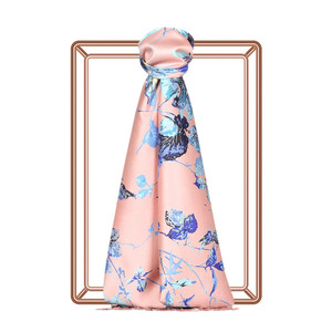 Copper Leaf Vine Print Silk Scarf - Thumbnail