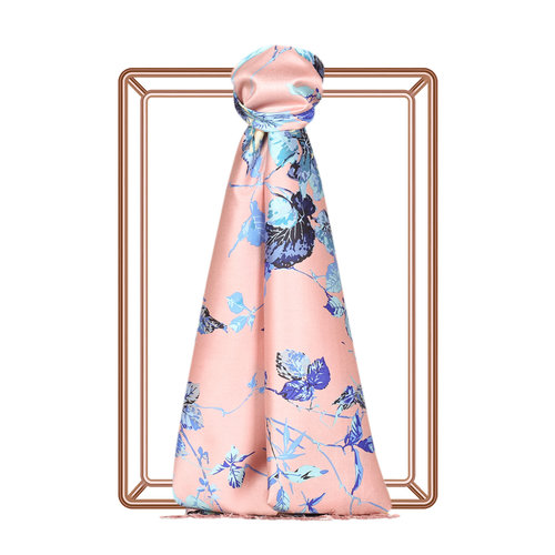 Copper Leaf Vine Print Silk Scarf