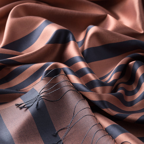Copper Meridian Striped Silk Scarf