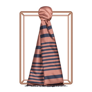 Copper Meridian Striped Silk Scarf - Thumbnail