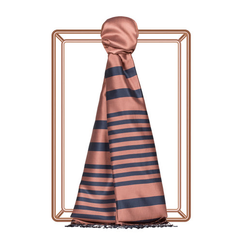 Copper Meridian Striped Silk Scarf
