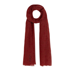 ipekevi - Copper Mini Leaf Print Wool Scarf (1)