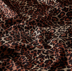 Copper Red Cheetah Print Silk Twill Scarf - Thumbnail