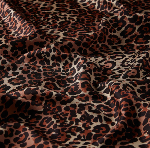 Copper Red Cheetah Print Silk Twill Scarf