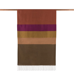 Copper Red Kushak Striped Silk Scarf - Thumbnail