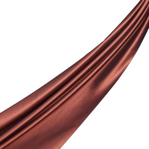Copper Red Reversible Silk Neck Scarf - Thumbnail