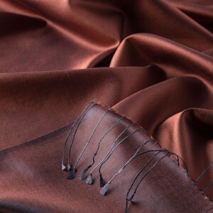 Copper Red Reversible Silk Neck Scarf - Thumbnail