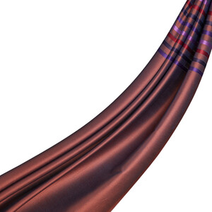 Copper Thin Striped Silk Scarf - Thumbnail