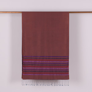 Copper Thin Striped Silk Scarf - Thumbnail