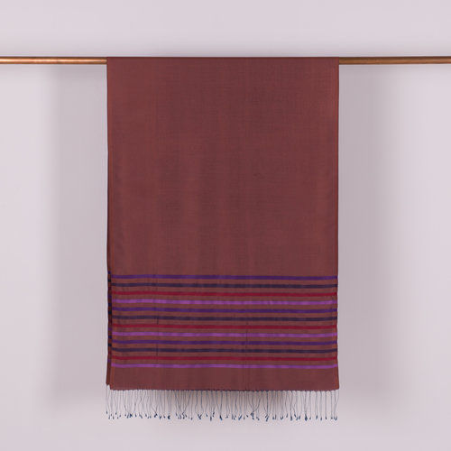 Copper Thin Striped Silk Scarf