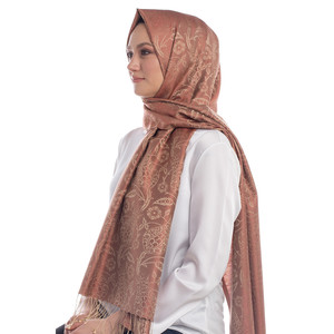 Copper Tulip Jacquard Silk Scarf - Thumbnail