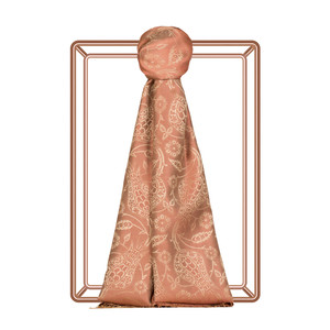 Copper Tulip Jacquard Silk Scarf - Thumbnail