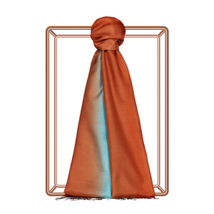 Copper Turquoise Gradient Silk Scarf - Thumbnail