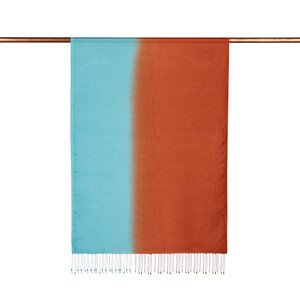 Copper Turquoise Gradient Silk Scarf - Thumbnail