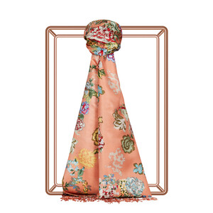 Copper Waterside Garden Print Silk Scarf - Thumbnail