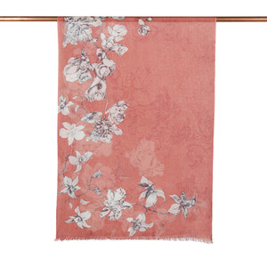 Copper Winter Roses Print Scarf - Thumbnail