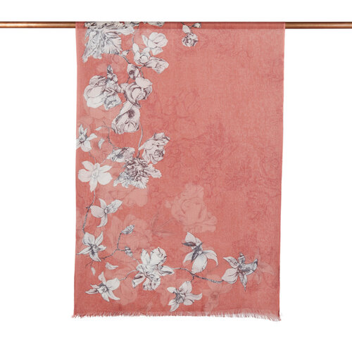 Copper Winter Roses Print Scarf