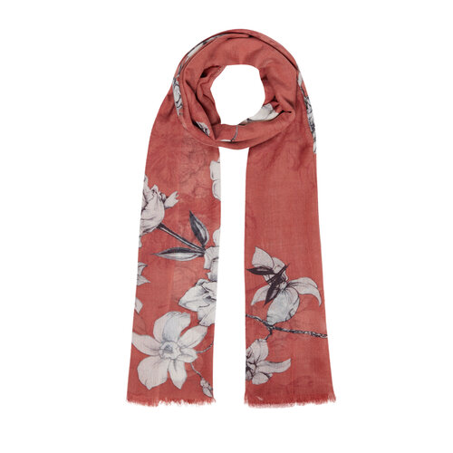 Copper Winter Roses Print Scarf
