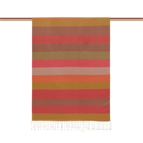 Coral Block Striped Reversible Silk Scarf