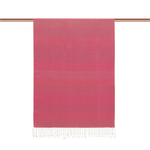 Coral Block Striped Reversible Silk Scarf