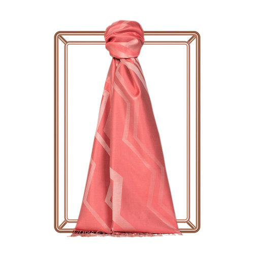 Coral Ethnic Zigzag Silk Scarf