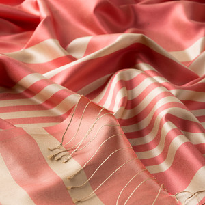 Coral Meridian Striped Silk Scarf - Thumbnail