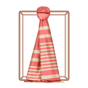 Coral Meridian Striped Silk Scarf - Thumbnail