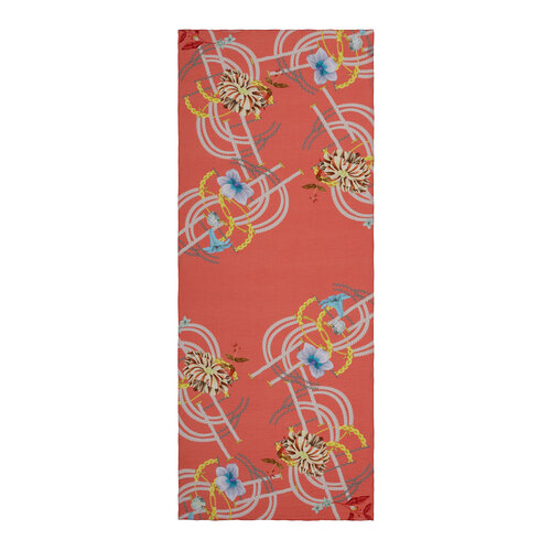 Coral Mystic Garden Print Tencel Scarf
