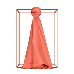 Coral Plain Silk Scarf - Thumbnail