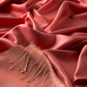 Coral Reversible Silk Scarf - Thumbnail