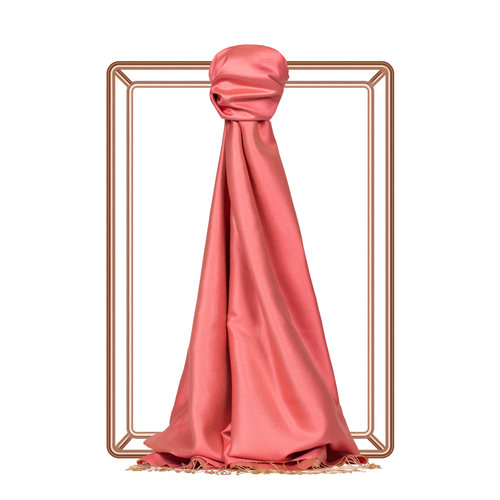 Coral Reversible Silk Scarf