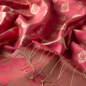 Coral Semi Monogram Print Silk Scarf - Thumbnail