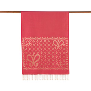 ipekevi - Coral Semi Monogram Print Silk Scarf (1)