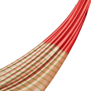 Coral Striped Silk Shawl - Thumbnail