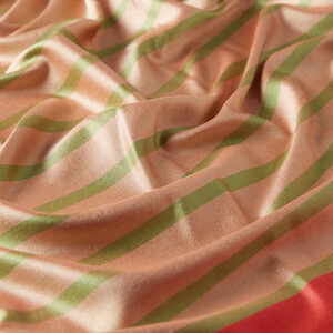 Coral Striped Silk Shawl - Thumbnail